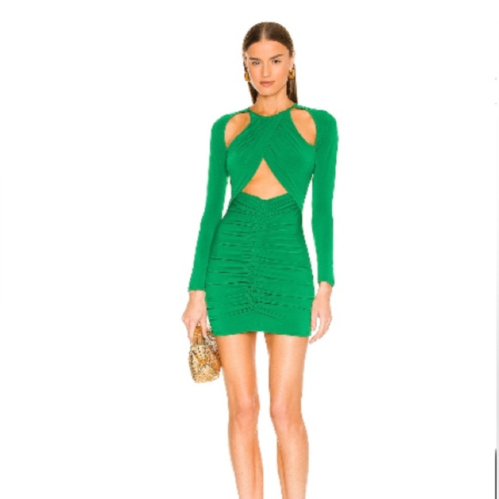 Michael Costello Vibrant Green Long Sleeve Dress